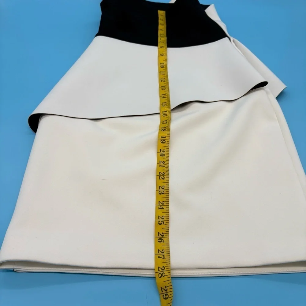 Halston Heritage Monochrome Asymmetrical Dress Black and White Size 0